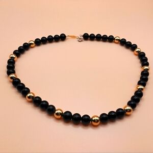 Napier Black and Gold Choker Beaded Necklace